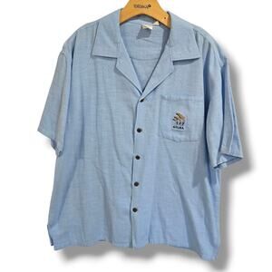 Expressions Men’s Blue Aruba Logo Embroidered Shirt Size Large 100% Cotton
